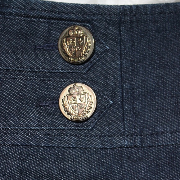 Express, dark blue jean mini skirt with gold buttons - Picture 2 of 5